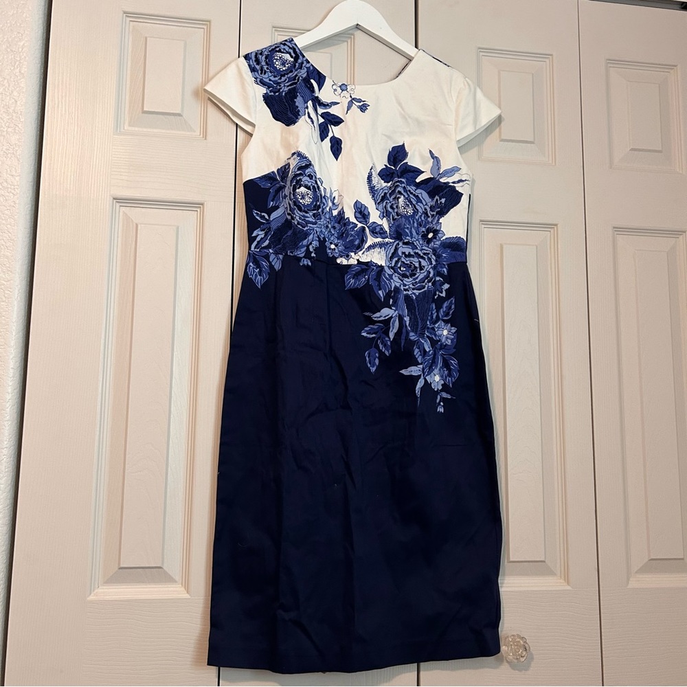 NWT She’s Knee Length Floral Blue Cap Sleeves Dress Summer Wedding Garden Party